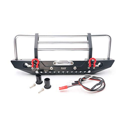 KYX Racing Alloy Front Bumper with LED Lights Upgrades Parts Accessories for RC Crawler Car Axial SCX10 II 90046 Traxxas TRX4 TRX-4 Redcat Gen8 Scout II