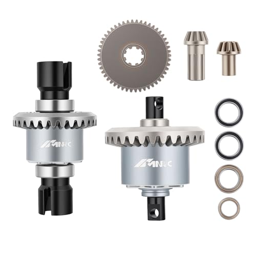 Alloy Front Rear Differential Diff & Main Spur Input Gear Kit for HyperGO 1/14 H14BM 14209 14210 Series Upgrades Part Titanium - color: Titanium