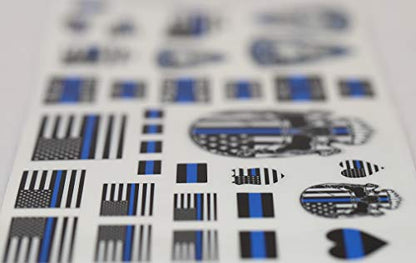 1:10 Scale Police Thin Blue Line RC Sticker Sheet – 33 Die-Cut Vinyl Decals for RC Cars, Trucks & Dioramas