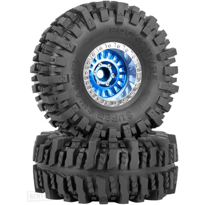 Rc 1.9 Inch Wheel Rims & Tires Wheels for 1/10 RC Crawler Car SCX10 SCX10 II SCX10 III 90046 TRX6 TRX4 D90 VS4-10 Gen8 MST CFX,Aluminum RC 1.9 Beadlock Tires Wheel,Navy Blue - color: Navy Blue (1.9 Tires Wheels)