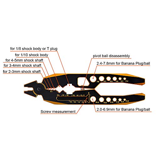 INJORA RC Tool Kit Shock Pliers Shaft Ball Pliers End Multi-Function Pliers Shock Absorber Repair Clip for 1/10 1/8 RC Model Car