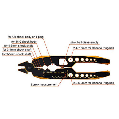 INJORA RC Tool Kit Shock Pliers Shaft Ball Pliers End Multi-Function Pliers Shock Absorber Repair Clip for 1/10 1/8 RC Model Car