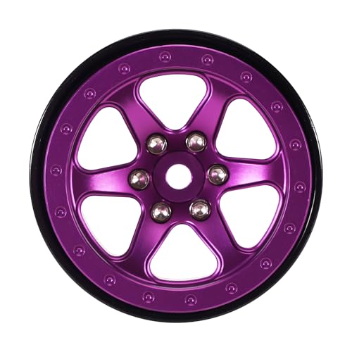 INJORA 1.3 Aluminium Beadlock Wheel Offset -4.05mm for 1/24 1/18 RC(Purple) - color: Purple