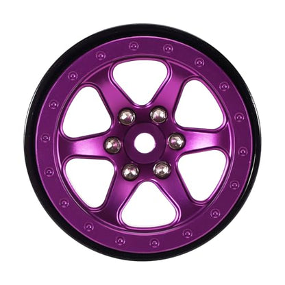 INJORA 1.3 Aluminium Beadlock Wheel Offset -4.05mm for 1/24 1/18 RC(Purple) - color: Purple