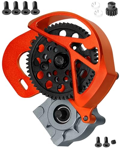 Transmission Gearbox Upgrades Part for 1/10 SCX10, SCX10 II 90046,90047,AX10 RC Crawler Truck,Aluminum Center Transmission Gearbox Hops up,Orange&Titanium - color: Orange&titanium for Upgrades