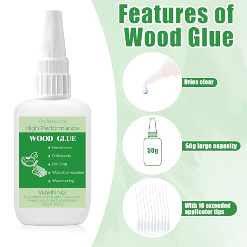 50g Wood Glue Clear- Heavy Duty Wood Glue for Furniture Woodworking, Strong Adhesive Waterproof Super Glue Gel for Wood Crafts - style: 50g Wood Glue