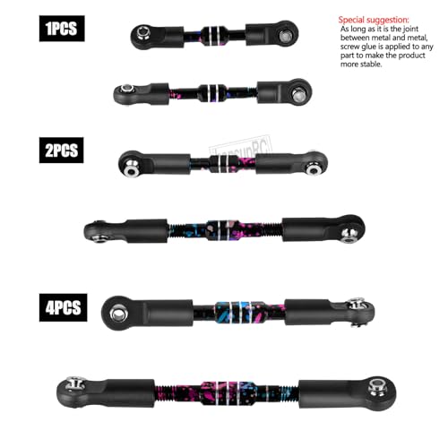 RC Aluminum Front&Rear Link Set Upgrades Part for 1/10 Slash 2WD VXL.Adjustable Turnbuckles Camber Links Toe Link Hops Up,Colour - color: Colour(for 1/10)