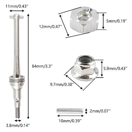RC CAR 16410 Metal Front Universal Drive Shafts Accessories Spare Parts for H16GT H16DR H16BM H16 H16P H16E 16208 16209 16210 16207 JC16EP HP161S H17 1:16 Brushless RC Monster Trucks Vehicle