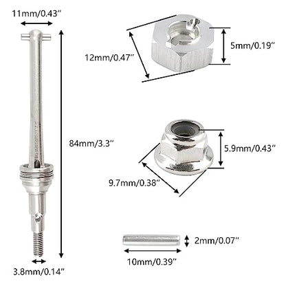RC CAR 16410 Metal Front Universal Drive Shafts Accessories Spare Parts for H16GT H16DR H16BM H16 H16P H16E 16208 16209 16210 16207 JC16EP HP161S H17 1:16 Brushless RC Monster Trucks Vehicle