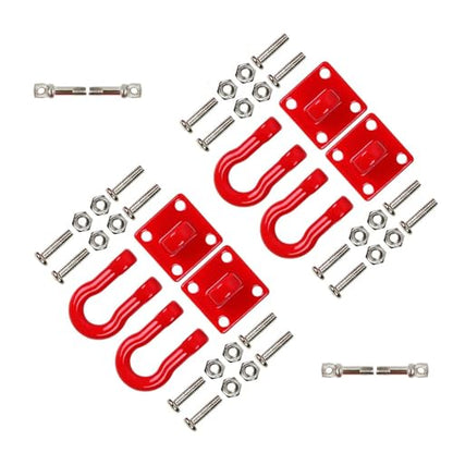2 Sets Metal Climbing Trailer Tow Hook RC Decorations Accessories for 1/10 Crawler Car Axial SCX10 D90 D110 TRX4 TRX6 Redcat Hop-Up Parts(Red) - size: CC01R
