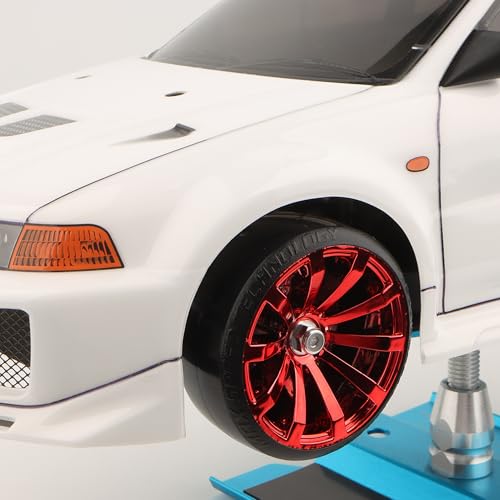 4 Pieces OD 2.45" Hard Plastic Drift RC Tire 12mm Hex On Road Touring Racing Bald Wheels Compatible with 1/10 Scale HSP Tamiya Kyosho Traxxas Sakura WLtoys RC Trucks (Red) - color: Red