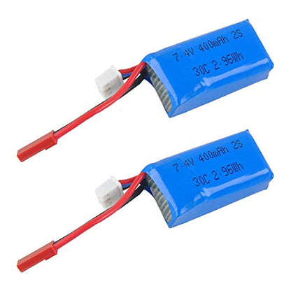 400mAh 2S 7.4V 30C LiPo Battery with JST Plug for Micro FPV Racing Drone | Crazepony 2PCS 2S Lipo Battery Pack for Quadcopter