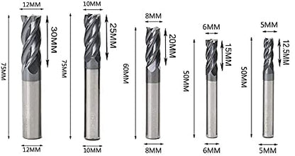 CNC End Mill Set, Carbide Tungsten Steel 4 Fultes Milling Cutter, Router Bits Rotary Bits Tool Straight Shank 2-12mm 8pcs
