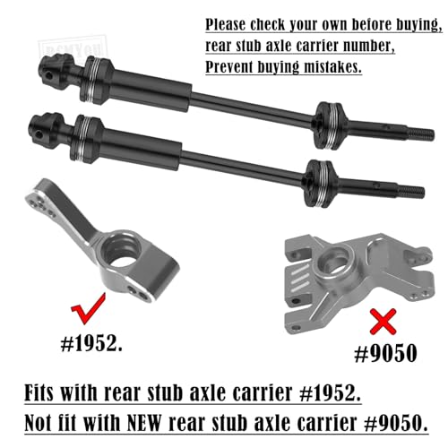 RC Stainless Steel Drive Shaft CVD Upgrades Part for 1/10 Slash VXL 4X4,Rustler/Stampede/Hoss VXL 4X4 4WD,4PCS Front Rear #45 Axles with Hex,Black - style: Black for 1/10 4wd