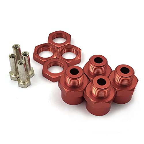 FainWan 4-Pack 12mm to 17mm Wheel Hex Hub Adapter Extension Conversion for 1/10 RC Car and Upgrade 1/8 Tires(RED)