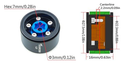 RC 1.0 Beadlock Wheels Offsets -2 Aluminum Rims For AX24 1/18 1/24 Scale SCX24 Deadbolt RC Crawler Car Wheels Upgrades 4Pc (Blue Black) - color: Blue Black