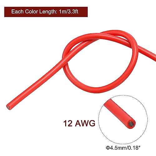 MECCANIXITY 12 Gauge Wire Silicone Wire 12AWG Electrical Wire Stranded Wire Tinned Copper Wire High Temp Hookup Wire 6 Color 1m/3.3ft for Car Model Electric Appliances 6pcs - size: 12AWG, 3.3ft