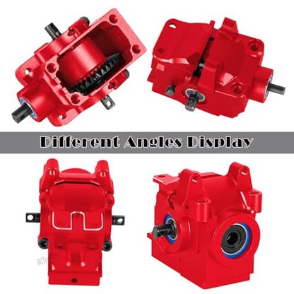 RC Aluminum Transmission Gearbox Case & 37T Diff Gear Upgrades Part for 1/10 Slash/Rustler/Stampede/Jato 4X4 4WD VXL/XO-1,Replace #6880#6881,Red - color: Red-(rc Upgrades Part）