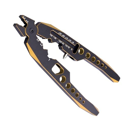 Multi-Function RC Shock Pliers Shocks Rod End Clamp Tool for RC Car Repairs and T-Plug/Banana Plug Welding (Black-Gold)