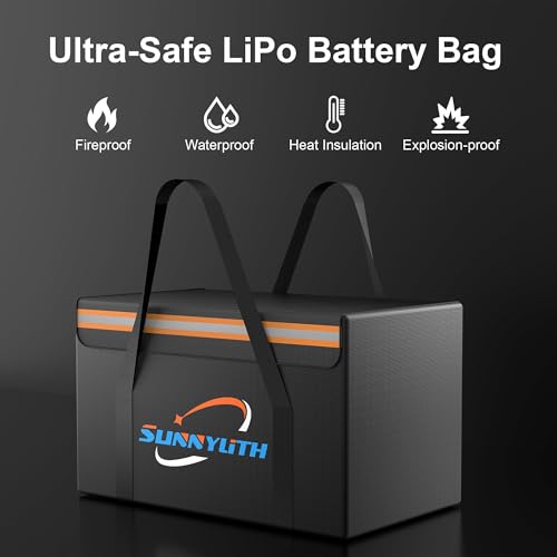 12V 100Ah LiFePO4 Lithium Battery Fireproof Safe Bag, Large Capacity Explosion-Proof Lipo Battery Bag for Charging and Storage,14×9.5×7.8in Waterproof Box Compatible with Litime and ECO - size: 14×9.5×7.8 in