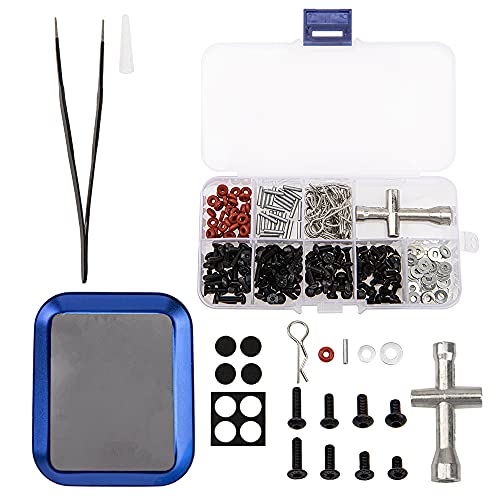 0-14mm RC Expanding Hole Puncher Opener Reamer Tool RC Body Shell Drills Tool & Universal RC Screws Kit,M3 Screws Flat washers R Clips Hexagon Wrench Repair Tool Box with Magnetic Screw Tray