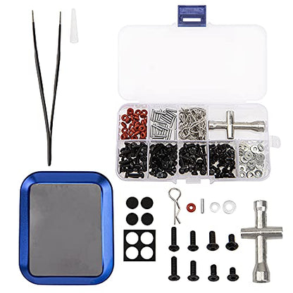 0-14mm RC Expanding Hole Puncher Opener Reamer Tool RC Body Shell Drills Tool & Universal RC Screws Kit,M3 Screws Flat washers R Clips Hexagon Wrench Repair Tool Box with Magnetic Screw Tray