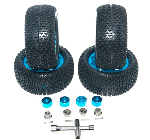 Wheel Rim Tire Compatible with 1/14 1/16 MJX Hyper Go Wltoys Upgrade 16207 16208 14210 Rc Car Aluminum Alloy 12mm Hex Adapter Part(Blue) - color: Blue