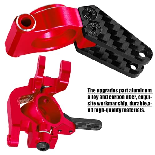 RC Carbon Fibre Aluminum Rear Hubs Front Steering Block Knuckles & C-Hubs Caster Blocks Upgrades Parts for 1/10 Senton/Granite 3S Blx & Mega 550,Vorteks 3S Blx,Big Rock 3s BLX.Red - color: Red(for 1/10)
