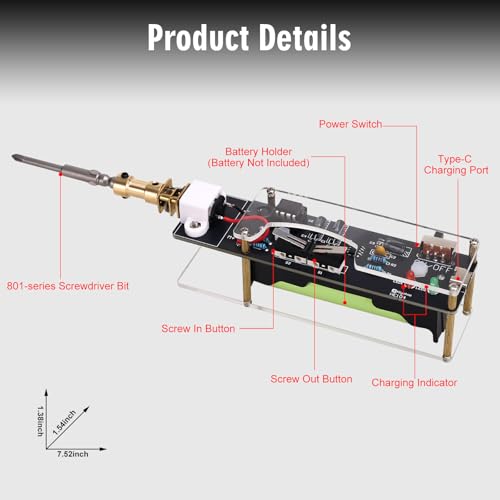 DIY Electric Screwdriver Soldering Project Kit with 2 screwdriver bits | BANRIA Handheld Screwdriver Electronics Project for Soldering Practice, DIY assembly, Repair Applications