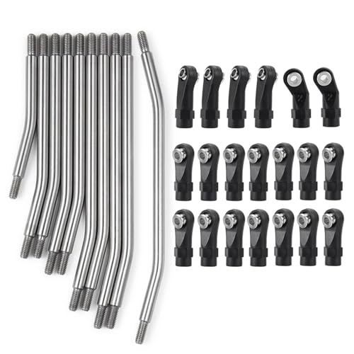 RC Car Models Parts for Axial for Scx10 Ii 90046 1/10 Rc Car 10Pcs 313 324Mm Stainless Steel Link Rod Set Linkage Steering W Nylon Ball End(313mm) - size: 313mm