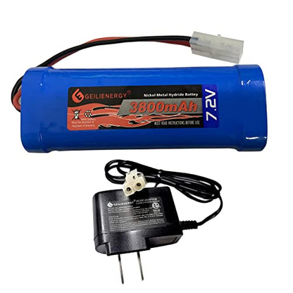 7.2V Ni-Mh 3800mAh Rechargeable Battery Pack for RC Racing Car Truggy Buggy Tank Airplane Helicopter Boat and Battery Charger Adapter(1 Pack) - size: 1 Pack 7.2V 3800mAh Batteries and 1 Pack Charger