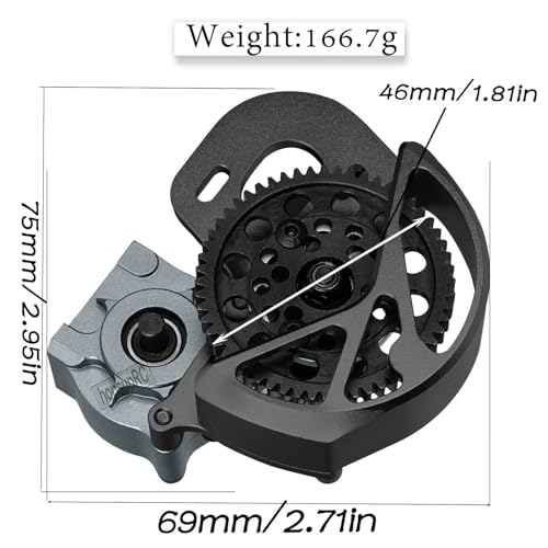 Aluminum Transmission Gearbox Upgrades Part for 1/10 SCX10, SCX10 II 90046,90047,Wraith,AX10 RC Crawler Truck,Center Transmission Gearbox Hops up,Black with Titanium - color: Black With Titanium(for 1/10 Axial)