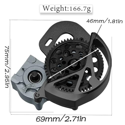 Aluminum Transmission Gearbox Upgrades Part for 1/10 SCX10, SCX10 II 90046,90047,Wraith,AX10 RC Crawler Truck,Center Transmission Gearbox Hops up,Black with Titanium - color: Black With Titanium(for 1/10 Axial)