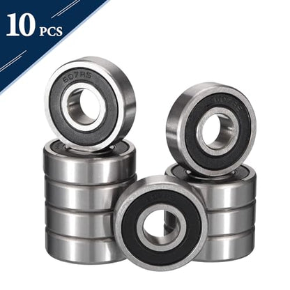 607-2RS Deep Groove Ball Bearings, ID 7mm x OD 19mm x Width 6mm Miniature Bearings, Double Rubber Sealed Ball Bearing Pre-Lubricated Chrome Steel Z2 Lever 10pcs - size: 607-2RS 7x19x6mm
