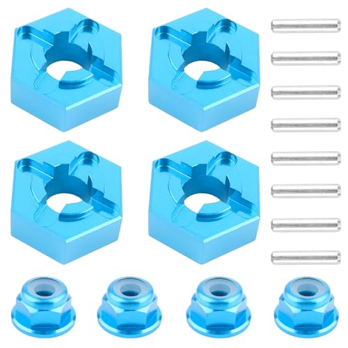 Aluminum Suspension Arms & Steering Knuckle Kit & Shock Tower & Linkage Assembly Parts for 1/16 Scale H16BM H16DR H16PL H16E & 16207 16208 16209 RC Upgrade Part(Blue)
