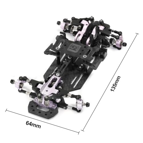 RC Car Frame, 1/24 1/28 TG Racing Carbon Fiber Assembled Mini Rear Drive RWD Drift Racing Car Frame Body Kit with Tools DIY Parts (Purple) - color: G.purple 2