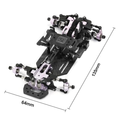 RC Car Frame, 1/24 1/28 TG Racing Carbon Fiber Assembled Mini Rear Drive RWD Drift Racing Car Frame Body Kit with Tools DIY Parts (Purple) - color: G.purple 2