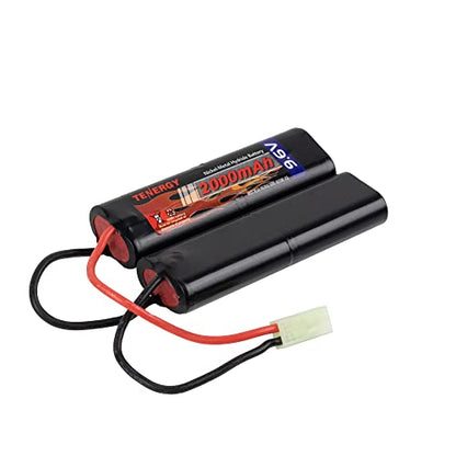 Tenergy Airsoft Battery 9.6V NiMH Nunchuck Battery with Mini Tamiya Connector High Capacity 2000mAh Battery Pack for Airsoft Guns - color: Battery