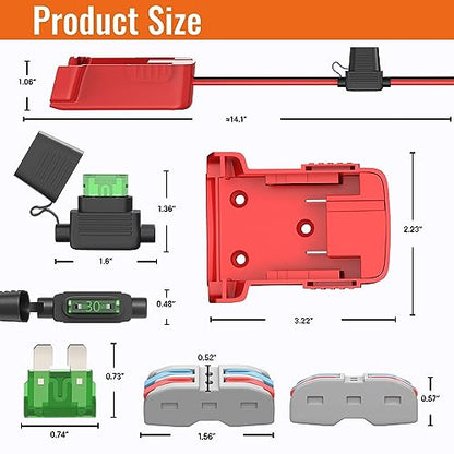 RVBOATPAT 2PCS Power Wheel Battery Adapter 18V Battery Adapter Converter Power Wheels Adapter Kit for RC Toys Robotics with12 AWG Wire Fuses and Connectors - color: MWK-W1-2PC