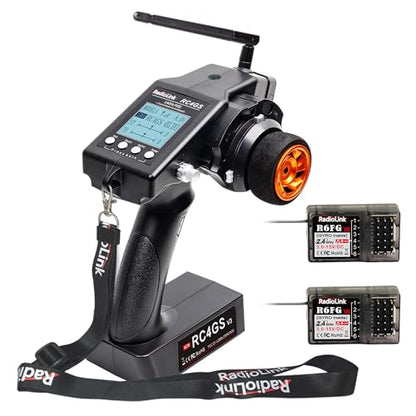 Radiolink RC4GS V3 2.4G 5 Channels RC Radio Transmitter and 2 R6FG Gyro Receivers Set Radio Combo for Crawler Truck Car Boat
