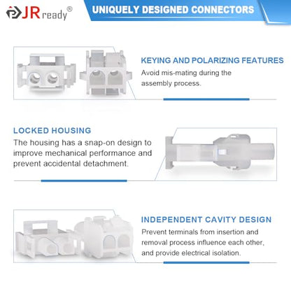 JRready ST6429 MLX Connector 12 Pin (4 Matched Sets), 2.13mm Diameter Sockets 14-20 AWG, Compatible with Molex MLX Power Connector, 6.35mm Pitch, Free Hanging - size: MLX 12Pin Connector