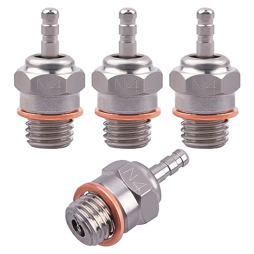 N4#4 NO.4 Glow Plug 70117 Medium Hot Spark Nitro Engine Parts for Traxxas HPI HSP Kyosho Redcat 1/8 1/10 RC Car Truck Buggy Replace OS 8 (4PCS)