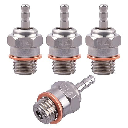 N4#4 NO.4 Glow Plug 70117 Medium Hot Spark Nitro Engine Parts for Traxxas HPI HSP Kyosho Redcat 1/8 1/10 RC Car Truck Buggy Replace OS 8 (4PCS)