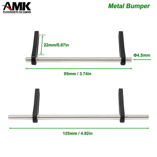 AMK Adjustable 1/10 Scale Bumper Mount Front Rear, Metal Bumper Set Complete for RC Crawler Body LCG Chassis Axial SCX10 II Element Enduro Gen7 Gen8 TRX6 TRX4 Upgrades (Black) - color: Black