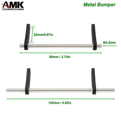 AMK Adjustable 1/10 Scale Bumper Mount Front Rear, Metal Bumper Set Complete for RC Crawler Body LCG Chassis Axial SCX10 II Element Enduro Gen7 Gen8 TRX6 TRX4 Upgrades (Black) - color: Black