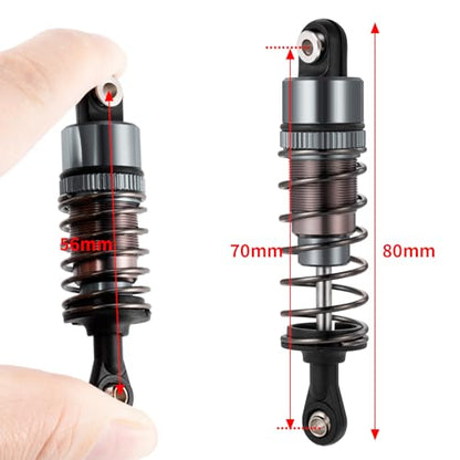 4PCS 1/10 70MM 95MM RC Oil filled Shock Absorbers Kit Front & Rear Shock Absorber Damper Assembled Set Compatible with Tamiya TT-02B DT-02 DT-03 DF-02 1/10 Buggy Car Upgrades Parts (Titanium) - color: Titanium