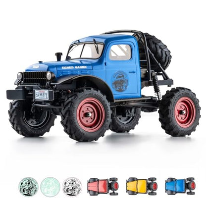 FCX24S RC Crawler 1/24 Remote Control Car, Power Wagon S 4WD RC Crawler Two-Speed Shift, RC Rock Crawler 8Km/h with Metal Gears for Adults (Blue) - color: Blue