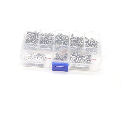 cSeao 550pcs M2.5 Pan Phillips Head Machine Screws Nuts Washers Assortment Kit, 304 Stainless Steel, M2.5 x 5mm/ 8mm / 10mm / 12mm / 16mm - size: M2.5
