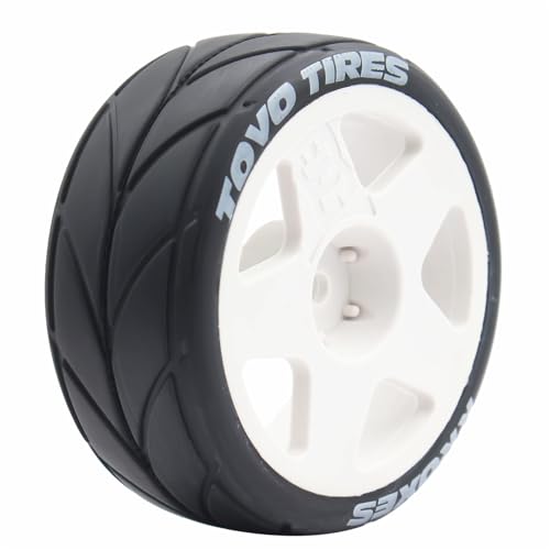 65mm 4PCS 1/10 RC On-Road tires and Hard Plastic wheels set Hex 12mm For WRC Drift Car Conversion 1/10 RC On-Road Car Traxxas Tamiya FW06 TT02 HPI HSP 94122 Kyosho W36 (White) - color: White