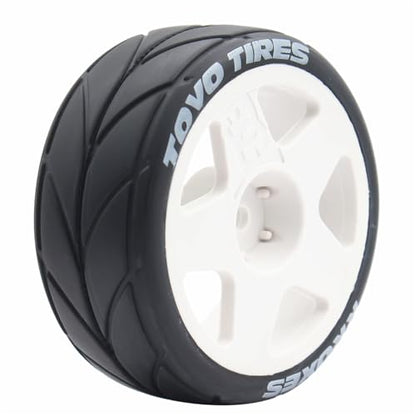 65mm 4PCS 1/10 RC On-Road tires and Hard Plastic wheels set Hex 12mm For WRC Drift Car Conversion 1/10 RC On-Road Car Traxxas Tamiya FW06 TT02 HPI HSP 94122 Kyosho W36 (White) - color: White